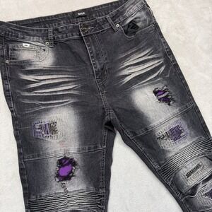 Switch Jeans Men 34x32 Distressed Biker Slim Straight Streetwear‎ Whiskered